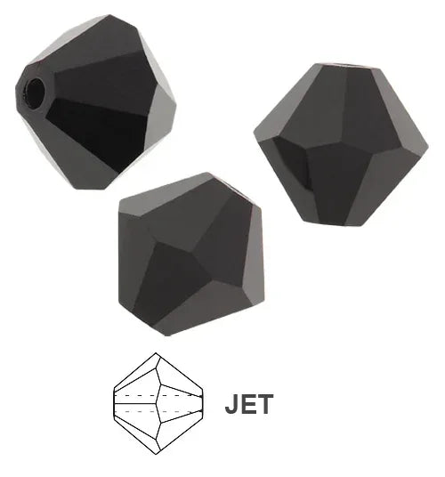 Tjeckiska MC Bicone - Jet, 4 mm 30-pack Preciosa