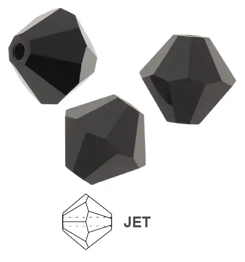 Tjeckiska MC Bicone - Jet 6 mm, 18-pack