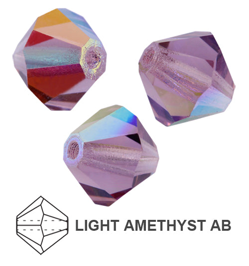 Tjeckiska MC Bicone - Light Amethyst AB 6 mm, 18- pack