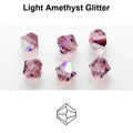 Tjeckiska MC Bicone - Light Amethyst Glitter 3 mm, 40- pack Preciosa