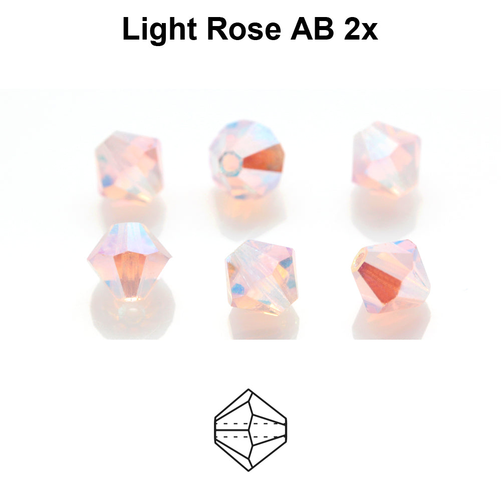 Czech Bicone LT Rose 2x AB 4 mm 30-pack