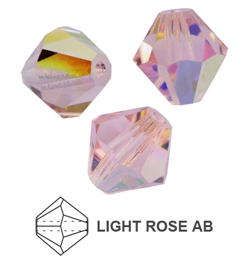 Tjeckiska MC Bicone - Light Rose AB 6 mm 18- pack