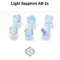 Tjeckiska Bicone - LT Sapphire 2x AB 4 mm, 30-pack
