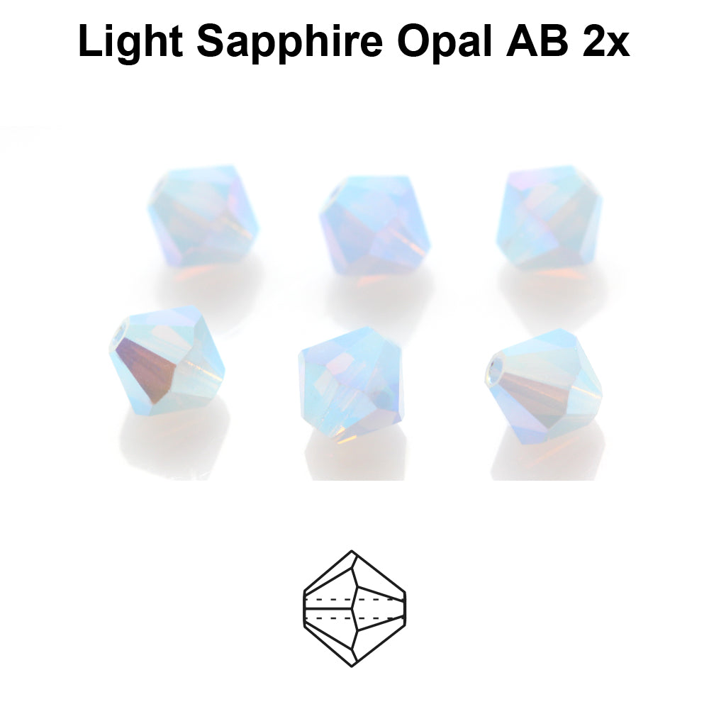 Czech Bicone - LT Sapphire Opal 4 mm, 24-pack