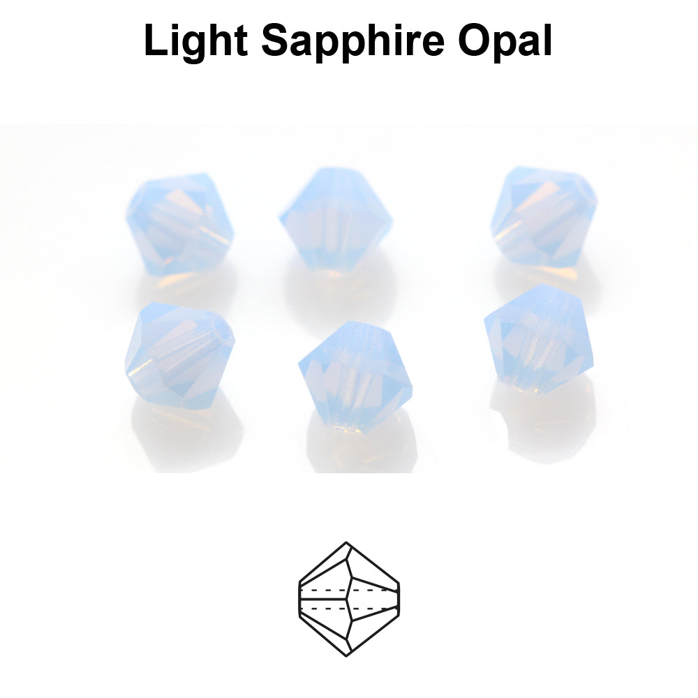 Tjeckiska MC Bicone - Lt Sapphire Opal 6 mm, 18- pack