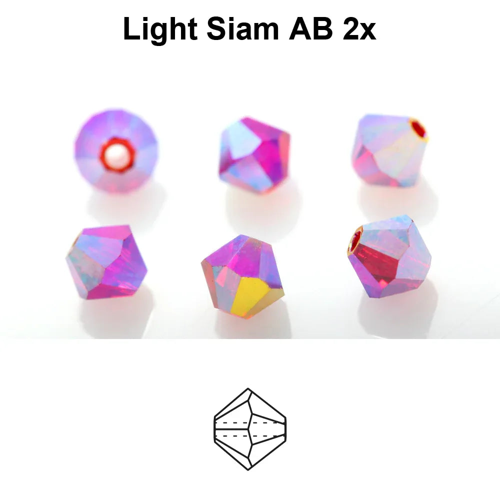 Tjeckiska Bicone - LT Siam 2x AB, 4 mm, 30-pack Preciosa