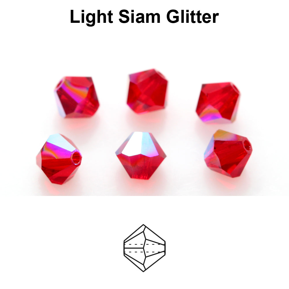 Tjeckiska MC Bicone - Light Siam Glitter 3 mm 40-pack