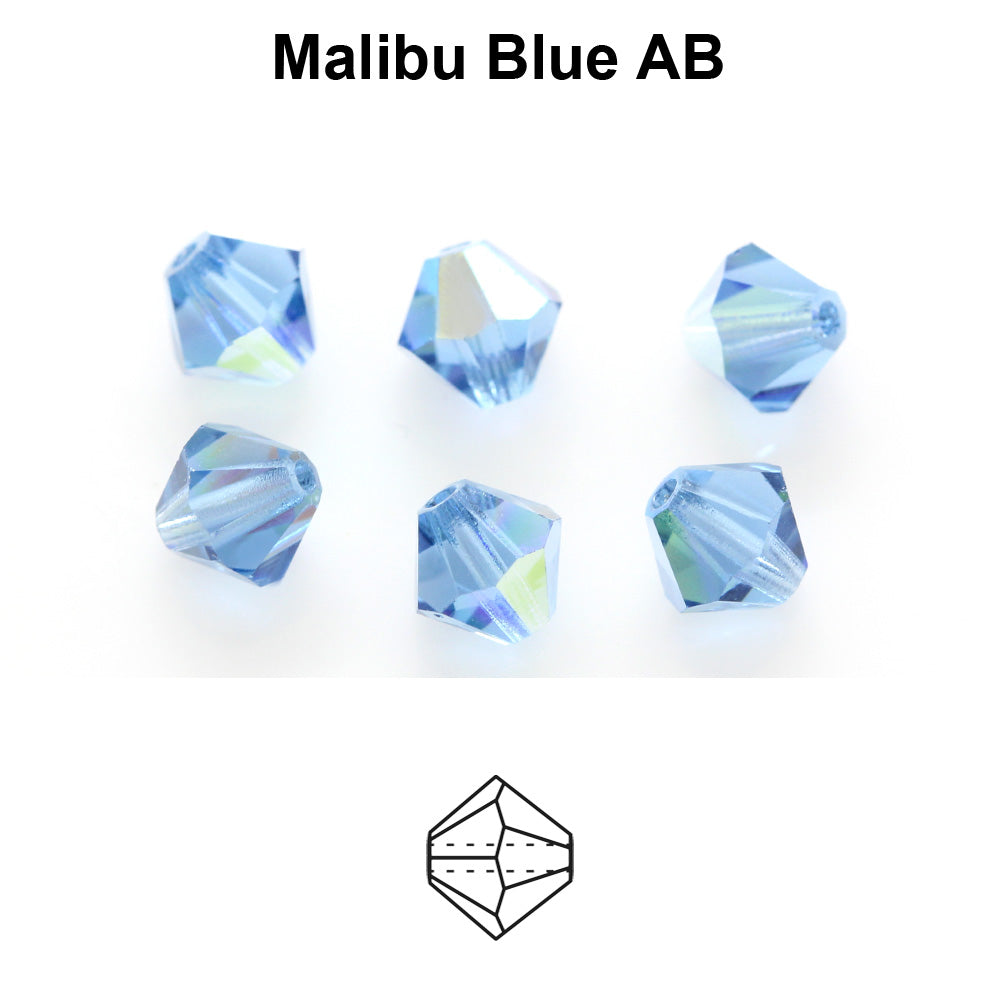 Tjeckiska MC Bicone - Malibu Blue AB 4 mm, 30- pack