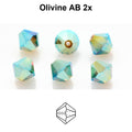 Czech Bicone - Olivine 2x AB, 4 mm, 24-pack