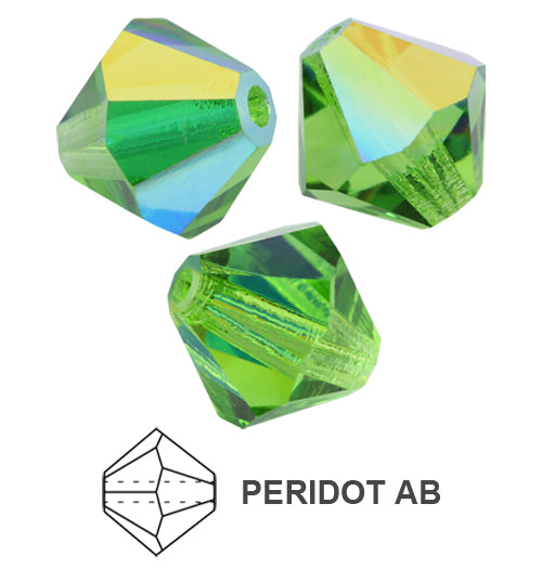 Tjeckiska MC Bicone - Peridot AB 4 mm, 30- pack