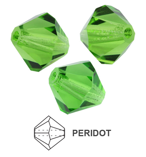 Tjeckiska MC Bicone - Peridot 4 mm, 30- pack