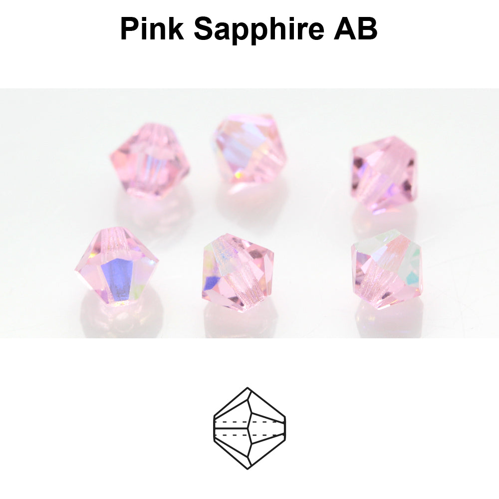 Tjeckiska MC Bicone - Pink Sapphire AB, 4 mm, 30- pack