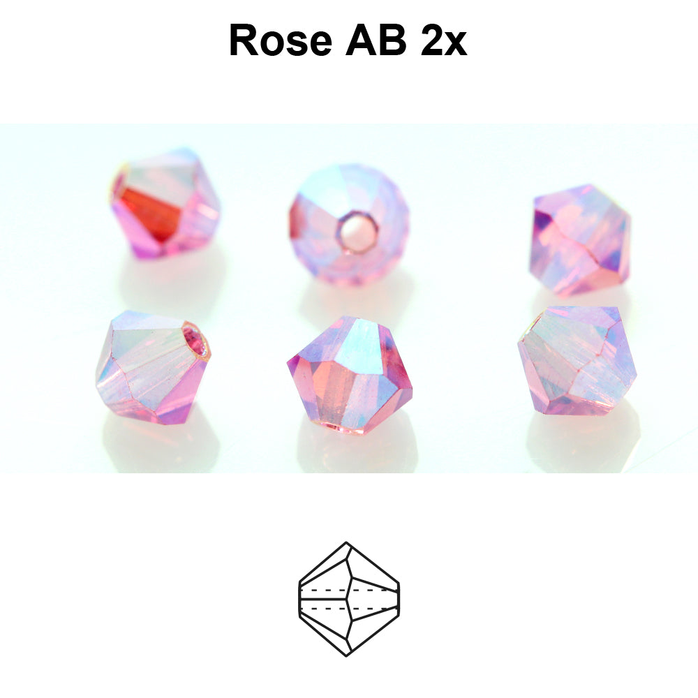 Czech Bicone - Rose 2x AB, 4 mm, 30-pack