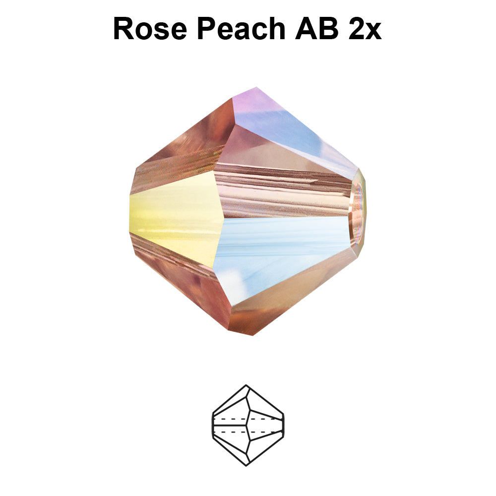 Tjeckiska MC Bicone - Rose Peach 2x AB 4 mm, 30- pack