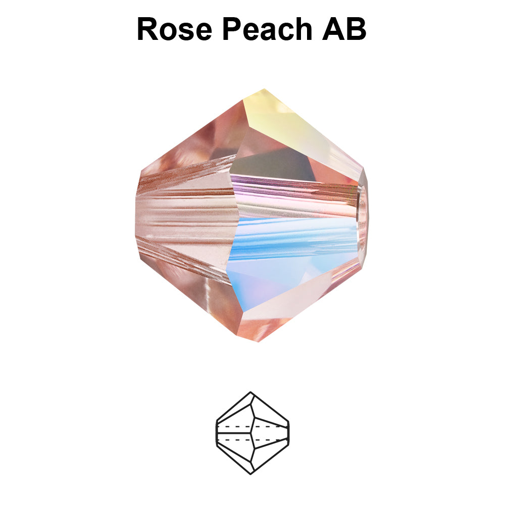 Tjeckiska MC Bicone - Rose Peach AB 3 mm 40-pack