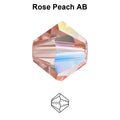 Tjeckiska MC Bicone - Rose Peach AB 4 mm, 30- pack