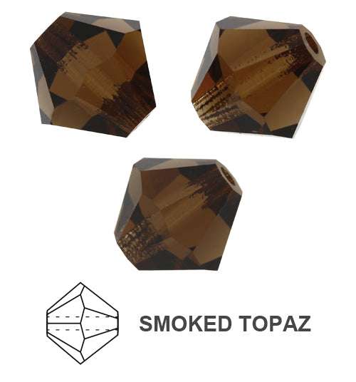 Tjeckiska Bicone - Smoked Topaz, 4 mm, 30-pack