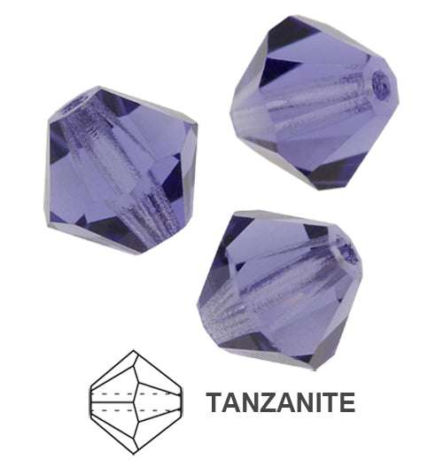 Czech MC Bicone - Tanzanite 4 mm, 1 strand