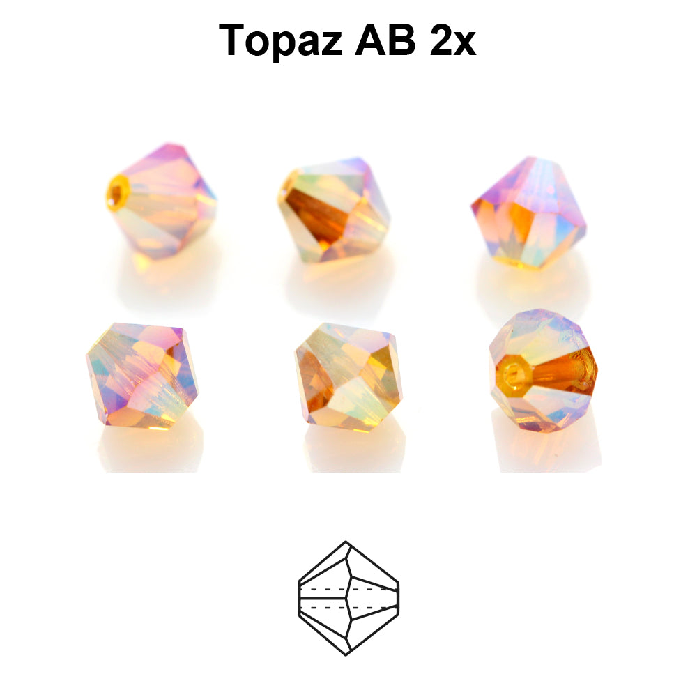 Tjeckiska Bicone - Topaz 2x AB, 4 mm, 30-pack