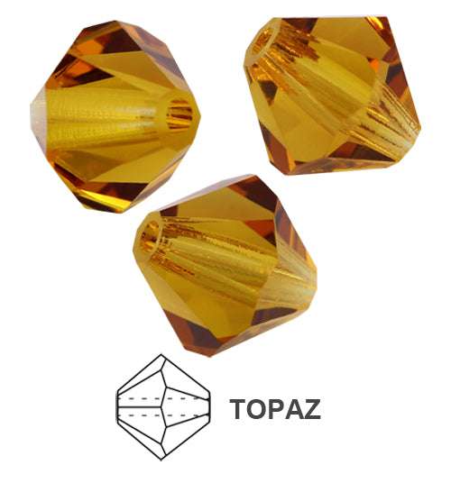 Czech MC Bicone - Topaz, 4 mm, 1 strand
