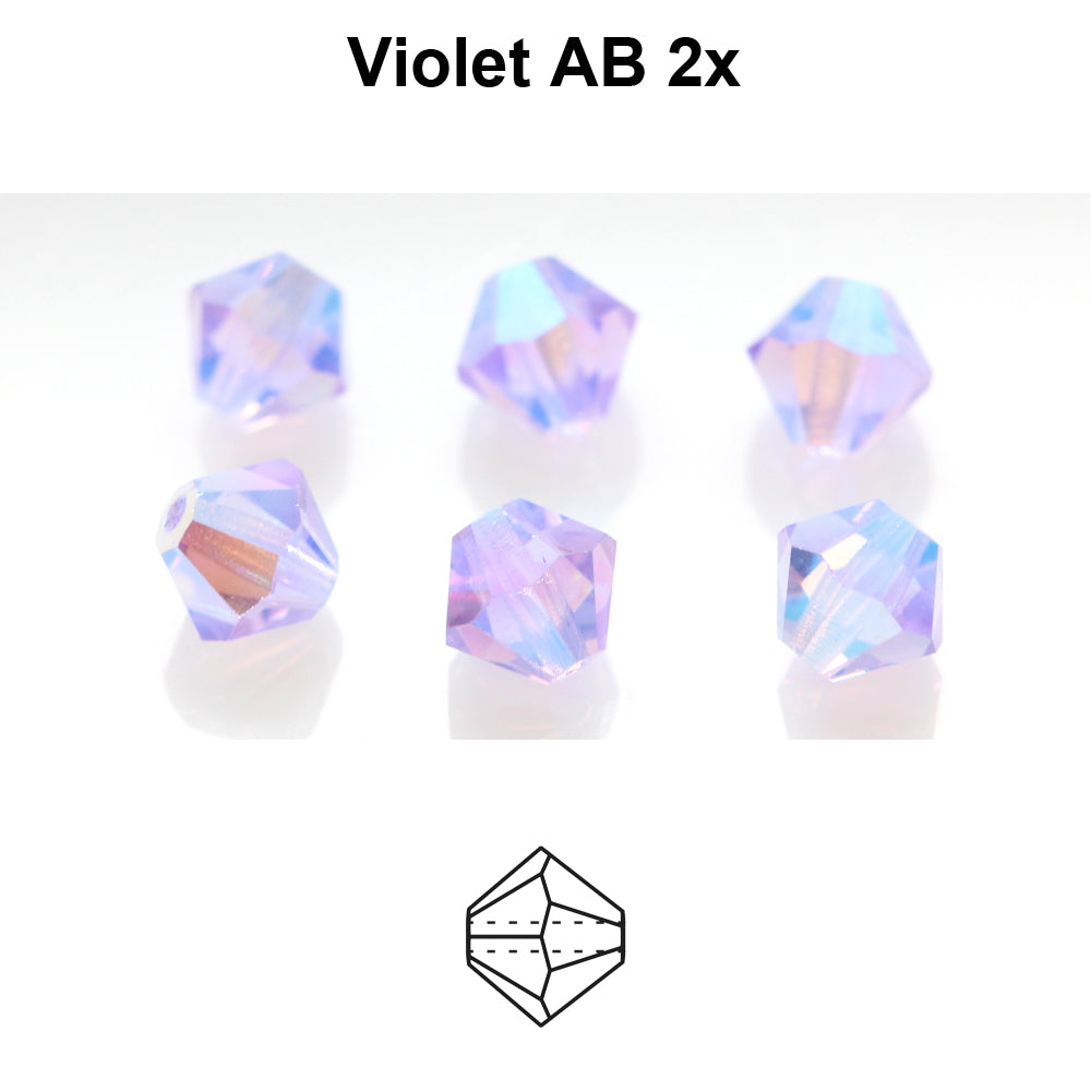 Czech Bicone - Violet 2x AB, 4 mm, 24-pack