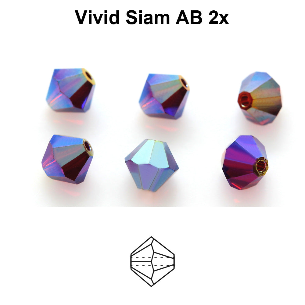Tjeckiska MC Bicone - Vivid Siam 2x AB 4 mm, 30- pack