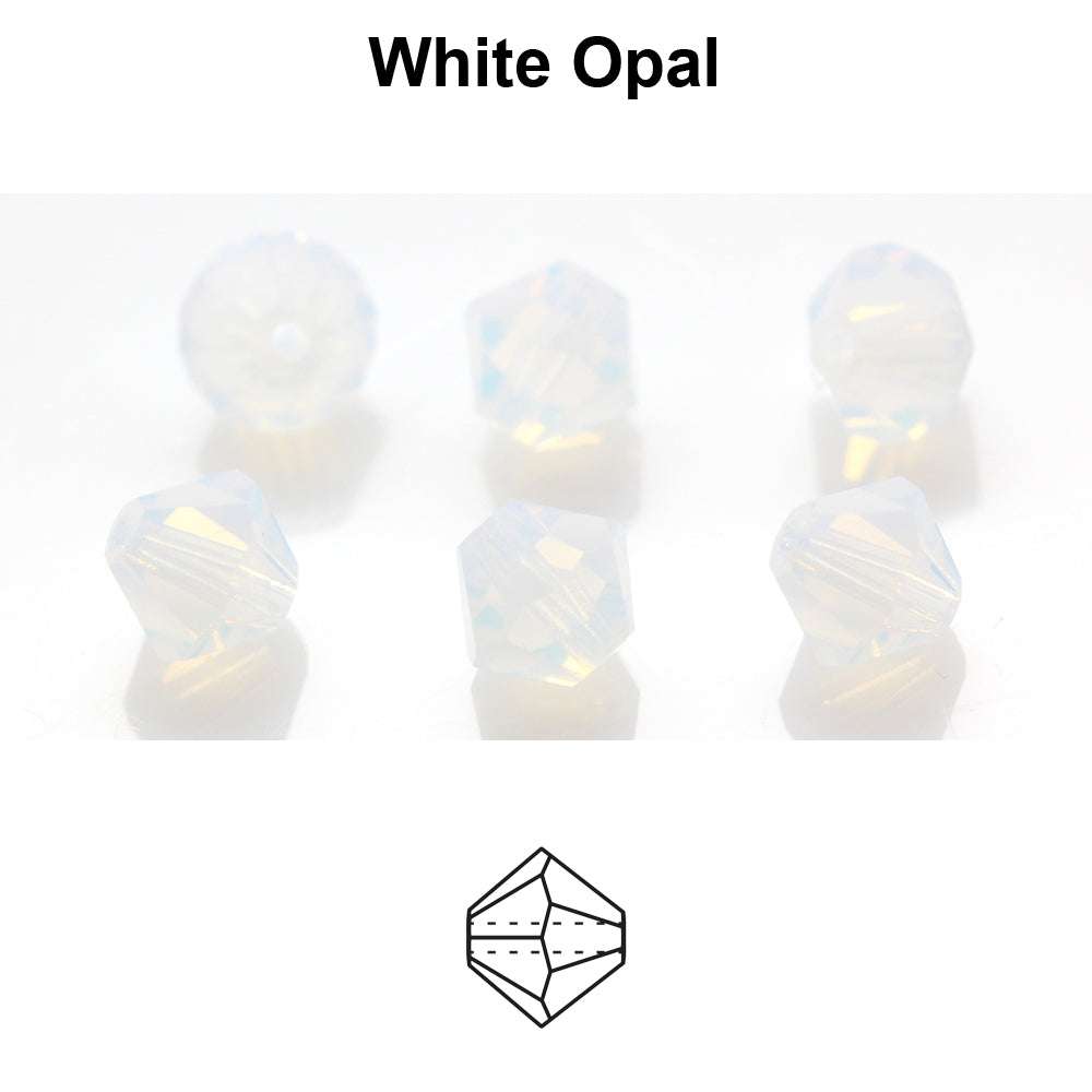Czech MC Bicone - White Opal 4 mm, 1 strand