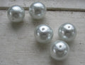 Vaxade glaspärlor - Vit 16mm 1 styck Hilmas Pyssel