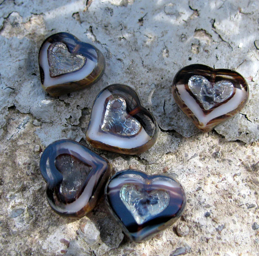 Table Cut - Hjärta Svart/Grå 14mm, 5-pack Hilmas Pyssel