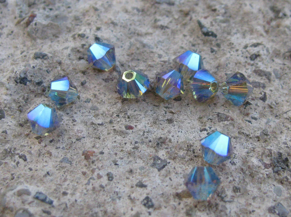 Swarovski crystals Bicone (5328) - Black Diamond 2AB 4mm, 10-pack Swarovski