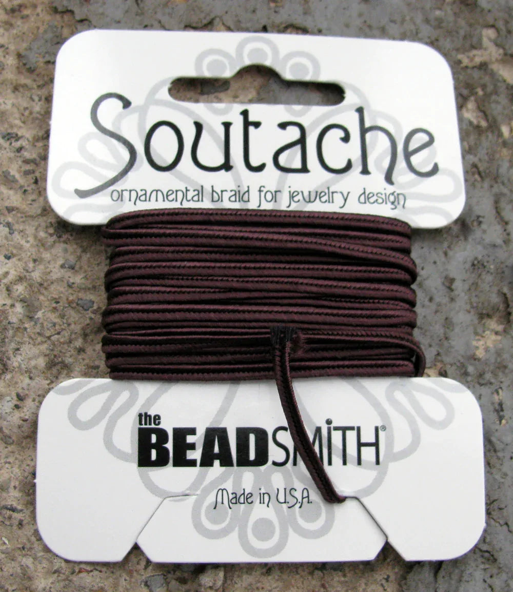 Soutache band - Beaver Brown, 1 förpackning (3 yards) Beadsmith