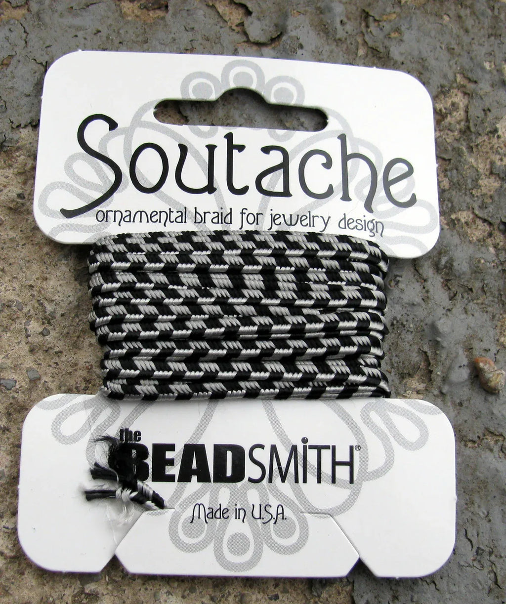 Soutache band randigt - Silver Grå / Svart 1 förpackning (3 yards) Beadsmith