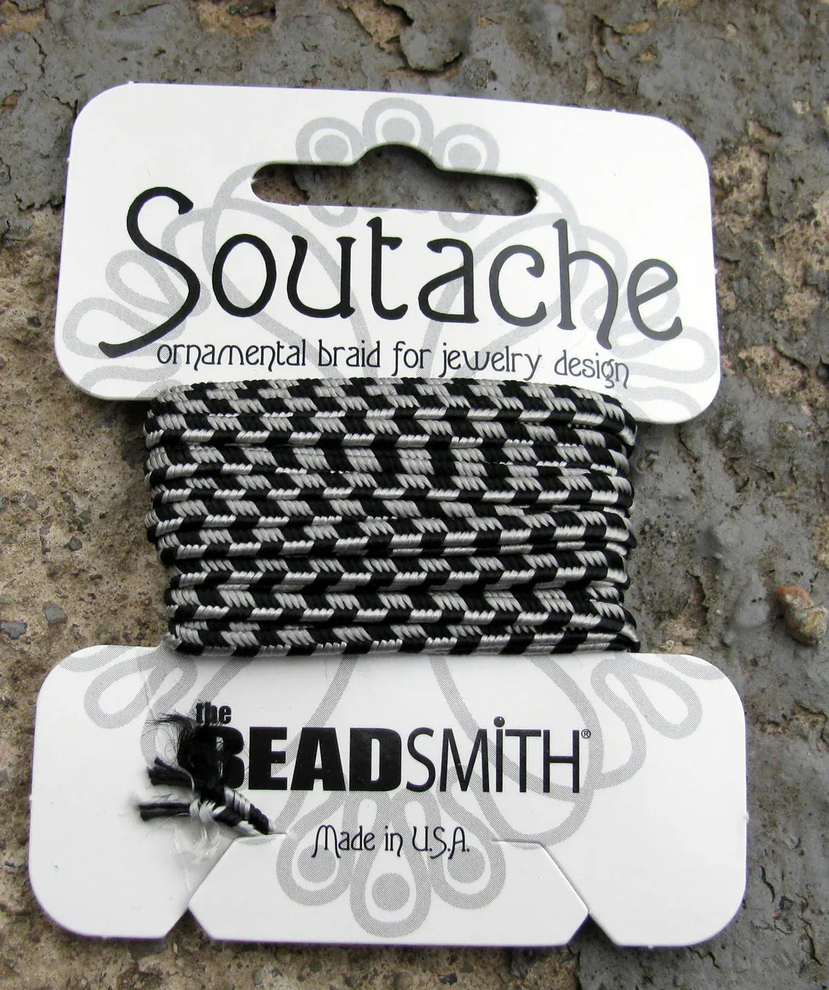 Soutache band randigt - Silver Grå / Svart 1 förpackning (3 yards) Beadsmith