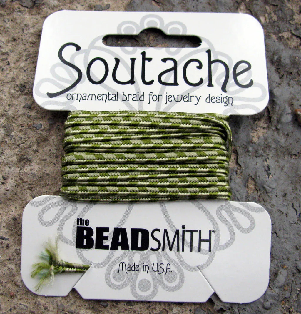 Soutache Band Randigt - Celery / Ivy 1 Förpackning (3 Yards) Beadsmith