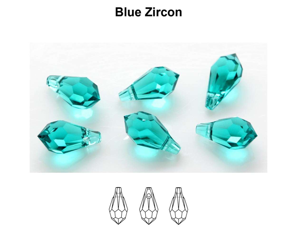 Primero Crystals 6000 Teardrop - Blue Zircon 11mm 1 styck