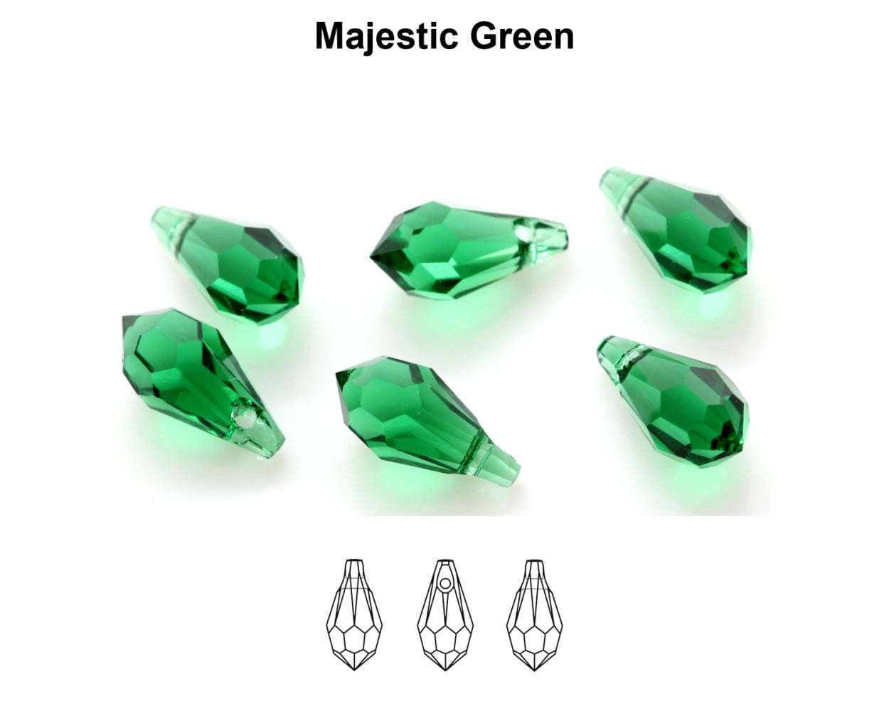 Primero Crystals 6000 Teardrop - Majestic Green 11mm 1 styck