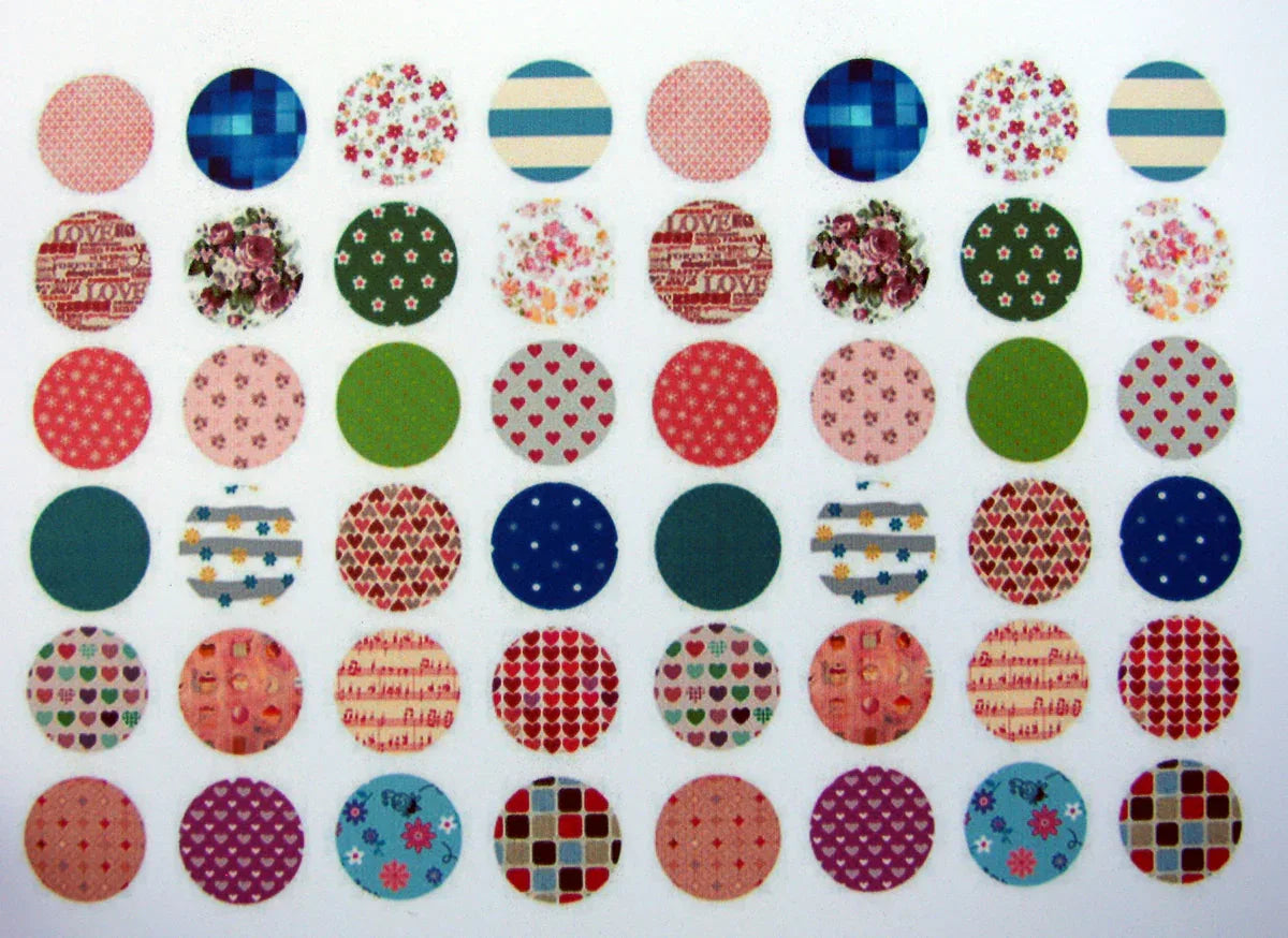 Bildark Rund - Mönster- mix 12mm, 1 ark Hilmas Pyssel