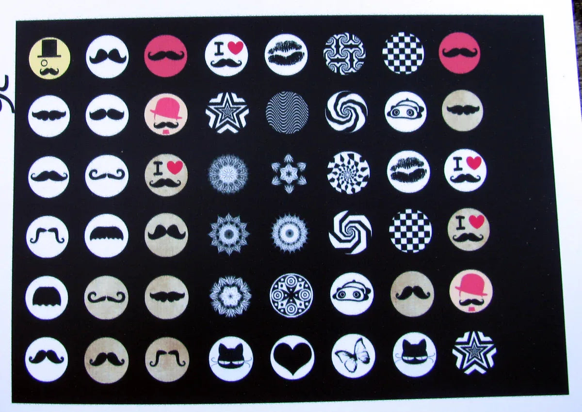 Bildark Rund - Mustasch- mix 10mm 1 ark Hilmas Pyssel