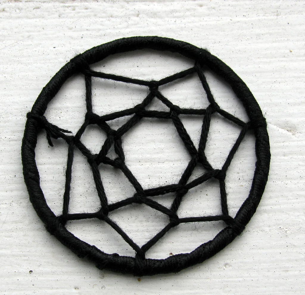 Hänge tyg - Drömfångare svart, 45mm, 1 styck Grekisk Metall