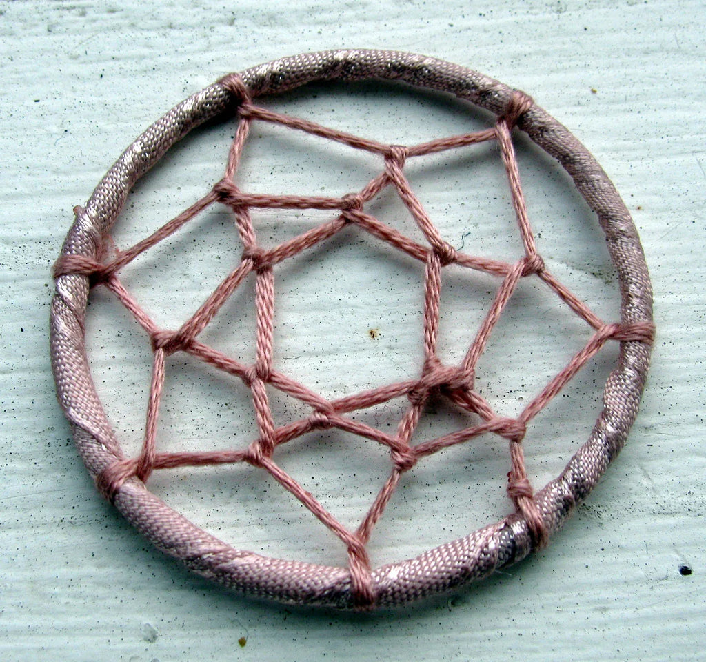 Hänge tyg - Drömfångare Rosa 45mm 1 styck Grekisk Metall