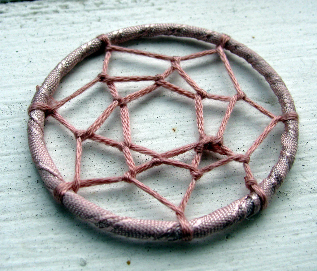 Hänge tyg - Drömfångare Rosa 45mm 1 styck Grekisk Metall