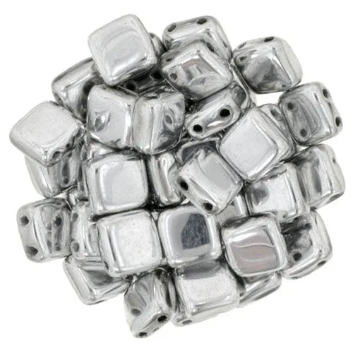 CzechMates Tile Beads - Silver, 25-pack CzechMates