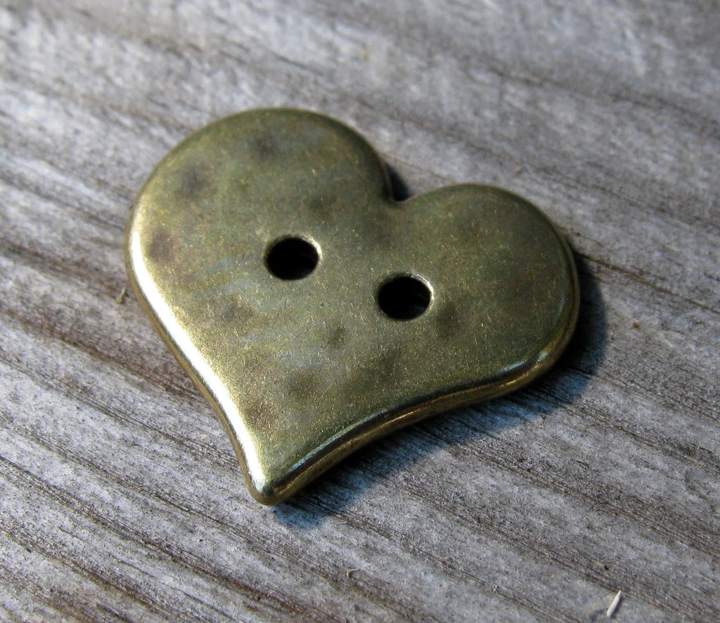 Metallknapp Bronsfärgad - Hjärta 20x17mm 1 styck Grekisk Metall