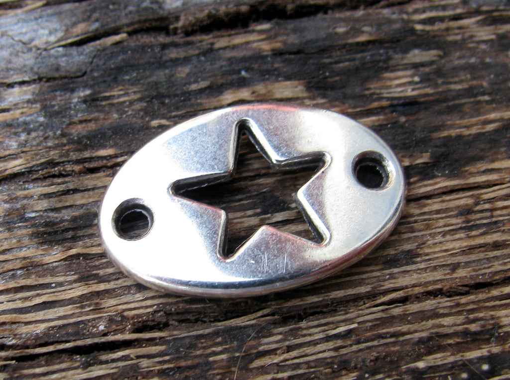 Connector Silverfärgad - Oval med stjärna 20x13mm 1 styck Grekisk Metall