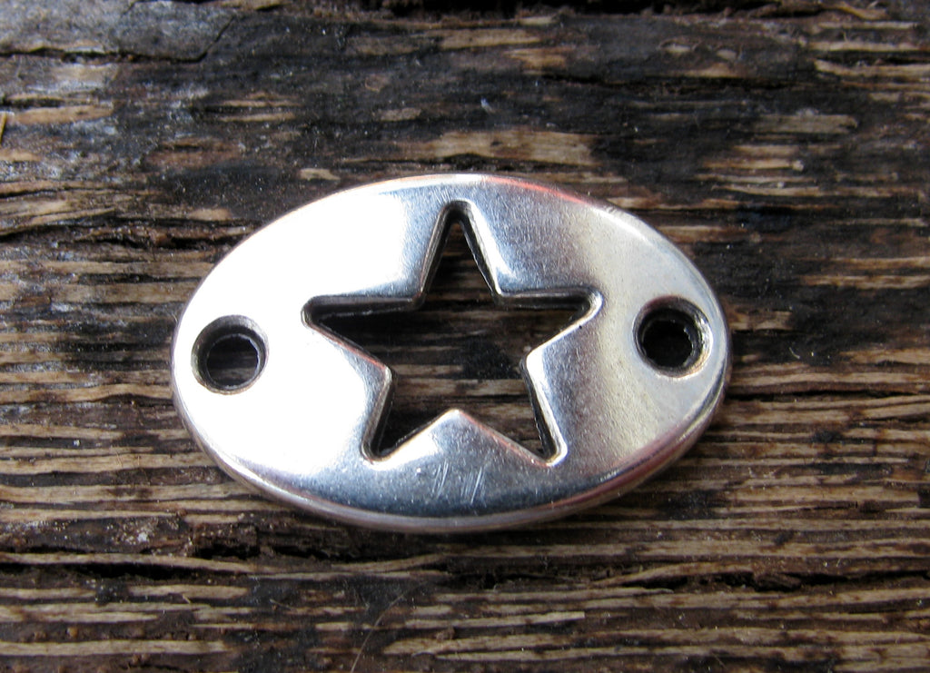 Connector Silverfärgad - Oval med stjärna 20x13mm 1 styck Grekisk Metall
