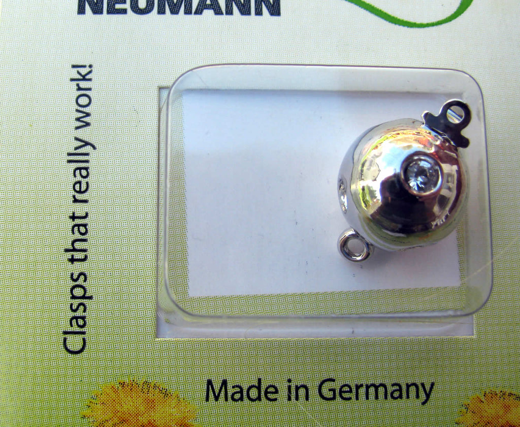 Claspgarten instickslås - Rund med strassten, silverfärgad 11mm 1 styck Claspgarten