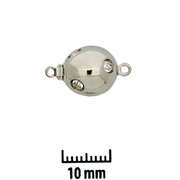 Claspgarten instickslås - Rund med strassten, silverfärgad 11mm 1 styck Claspgarten