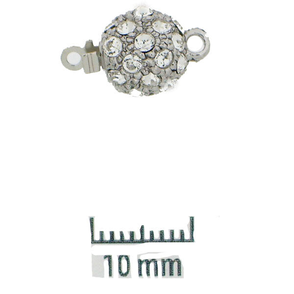 Claspgarten Instickslås - Mindre Rund med Strasstenar, Silverfärgad 8mm 1 styck Claspgarten