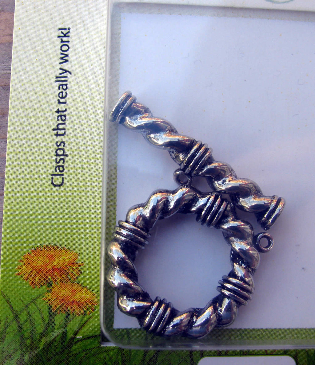 Claspgarten Stavlås - Snurrad Rund, Silverfärgad, 24mm, 1 Set Claspgarten