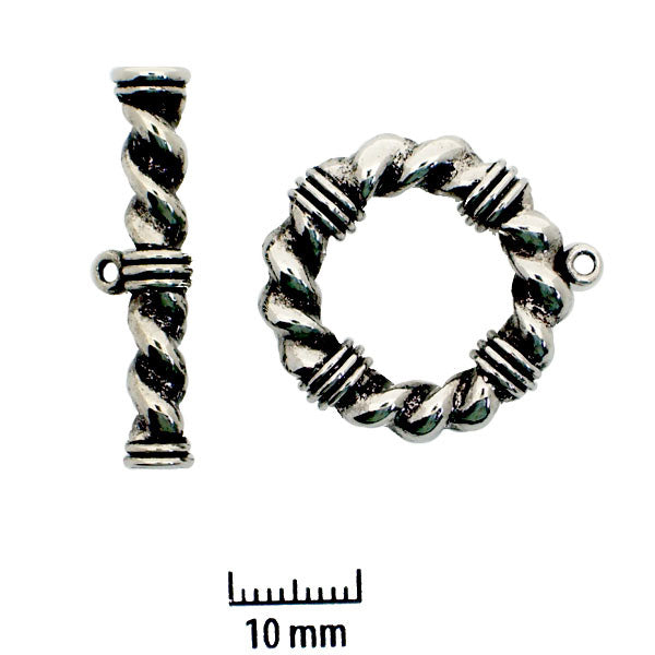 Claspgarten Stavlås - Snurrad Rund, Silverfärgad, 24mm, 1 Set Claspgarten